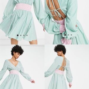 TOPSHOP | Fun Striped Dress with Pink Accents